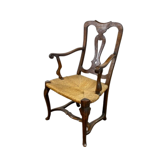 Baroque Italian arm chair, rush seated, 18th century