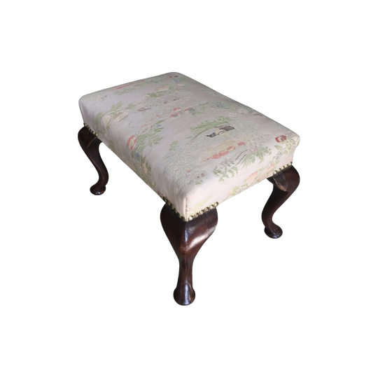 Small early Georgian mahogany stool on Queen Anne shaped legs. c. 1740