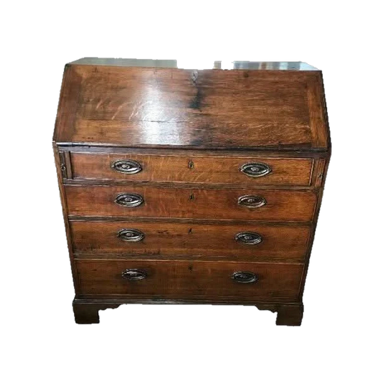 Georgian oak fall front bureau, C. 1780