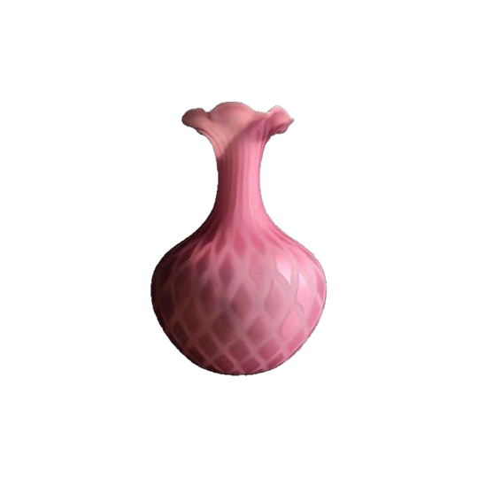 Victorian Satin Glass vase, pink with lattice design, c. 1885