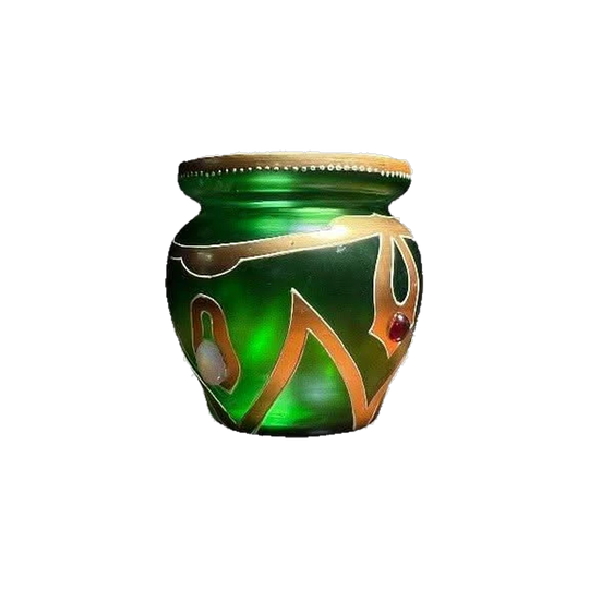 Moser style Art Nouveau glass vase, applied cabochons, c.1900