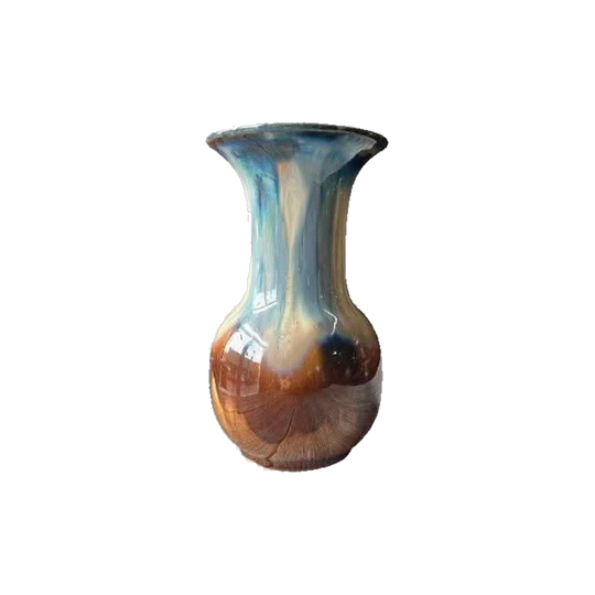 Continental Art Pottery brown + blue glaze vase, earlier 20th c.