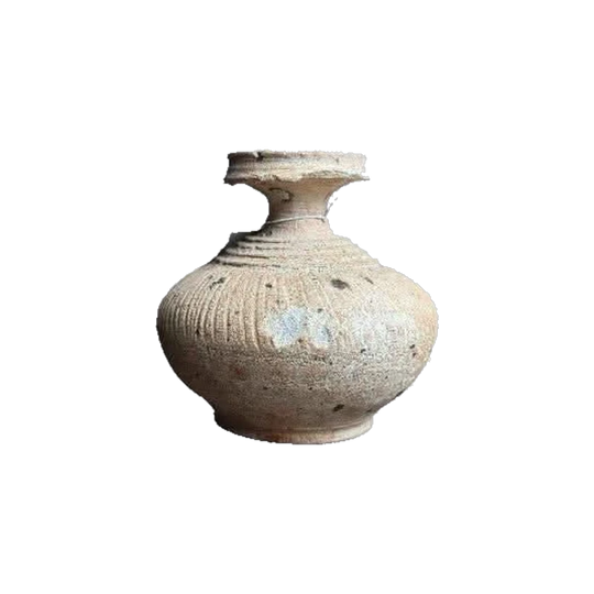 Khmer stoneware bottle vase with broad lip, green glaze, 10th-11th century AD