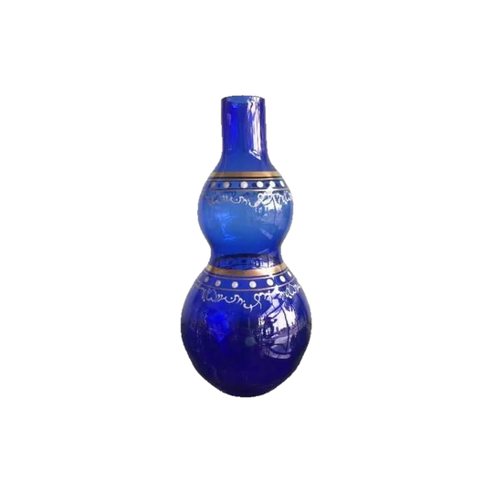 Victorian glass sapphire blue gourd shape vase