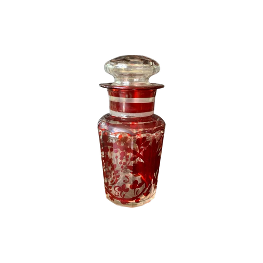 Ruby flash pickle jar, circa 1870