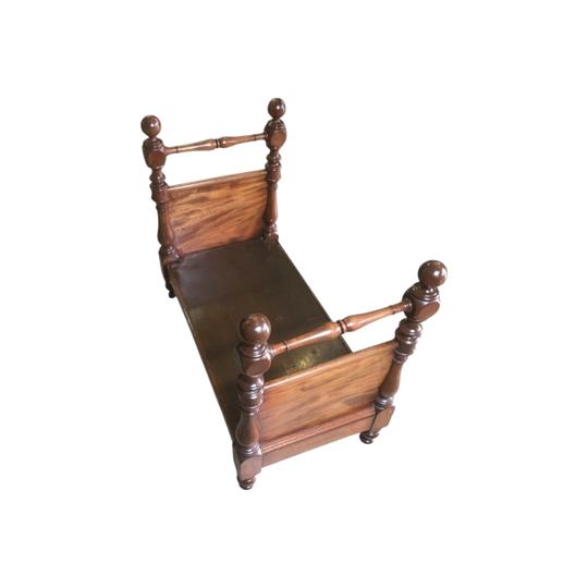 Rare English mahogany dolls bed, c. 1875