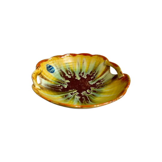 Crown Devon Art Deco Drip-Glaze Two-Handled Dish, Model 986, England, 1930s