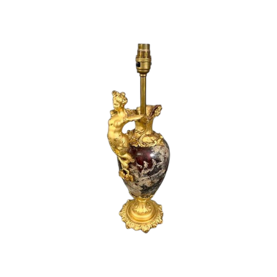 Vintage Early 1900s French Marble and Gilt Bronze Table Lamp