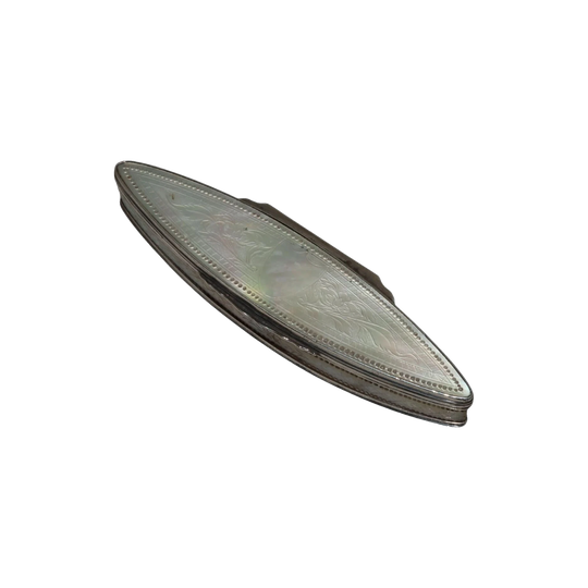 Georgian silver and engraved mother-of-pearl toothpick case