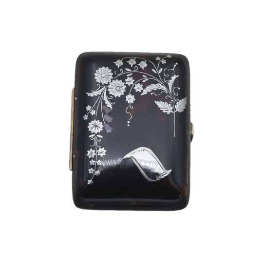 French ladies coin purse inlaid with silver and mother of pearl