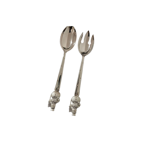 Silver Plated Silver Diamonds Snowman Serving Spoon and Fork Set by Godinger