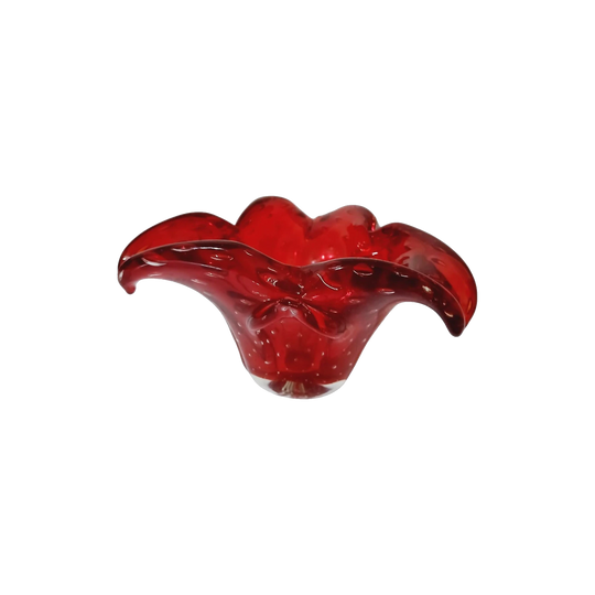 Vintage Art Glass Bowl in Vibrant Red