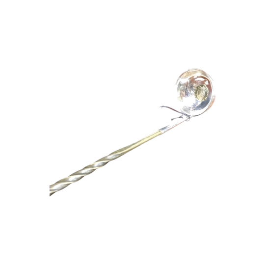 Silver plated punch ladle with horn handle and medalion insert, c. 1900