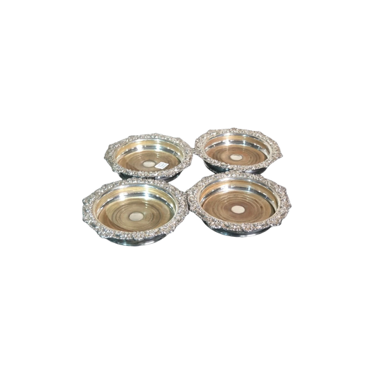 Set of 4 Old Sheffield Plate wine coasters, replated, c. 1825