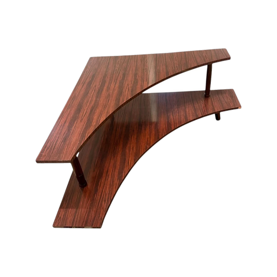 Australian Mid-Century Two-Tier Laminate Corner Coffee Table, Dark Red-Brown, 1950s–60s