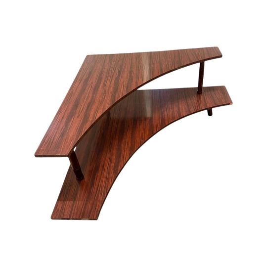 Australian Mid-Century Two-Tier Laminate Corner Coffee Table, Dark Red-Brown, 1950s–60s