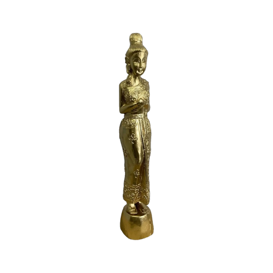Golden Thai Woman Figure in Traditional Dress