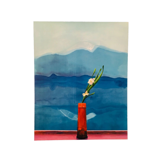 David Hockney Mount Fuji and Flowers