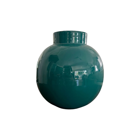 Turquoise Metal Vase with Gold Interior, 21 cm H