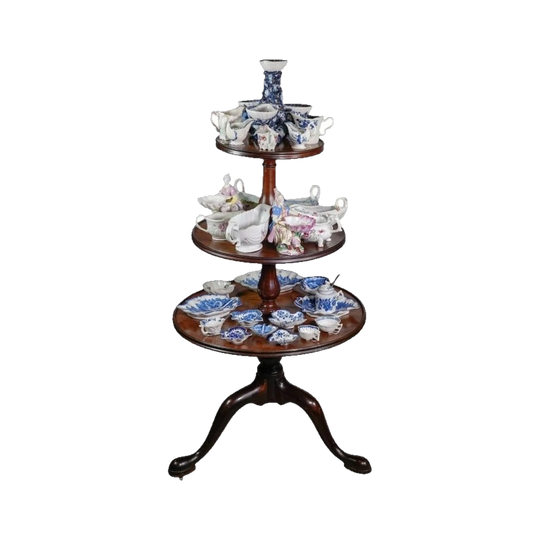 Georgian Mahogany 3-tier round dumb waiter, c. 1760