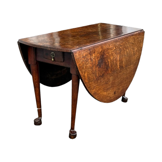 Georgian Oak dropside table with pad feet, Oval, c.1760