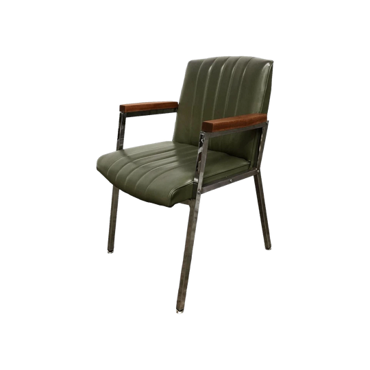 Chrome-Framed Chair with Vinyl Upholstery