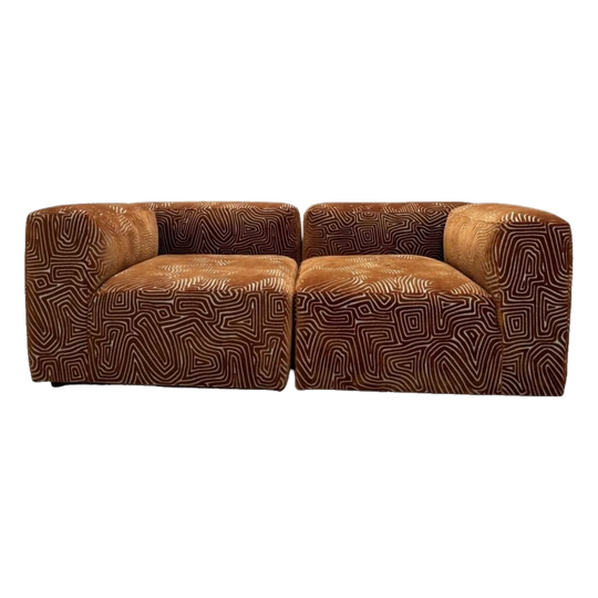 HAY Mags Two-Seater Modular Sofa, Custom Reupholstered – Tan Pattern