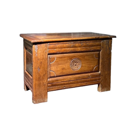 French cherrywood panelled coffer of small size,18th C