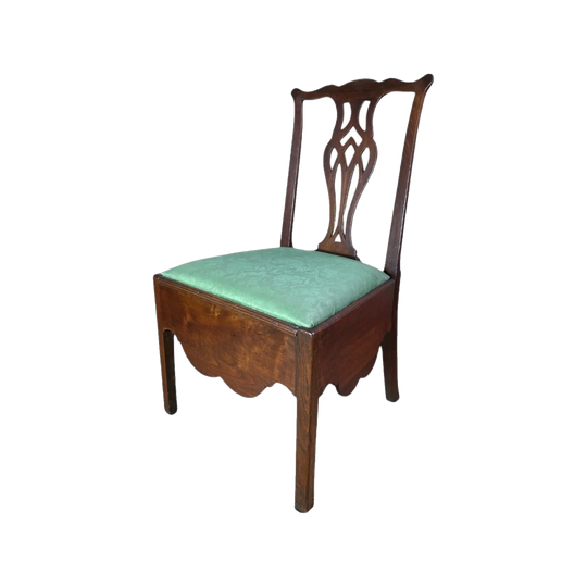 George III mahogany and elm Chippendale commode chair, c.1780