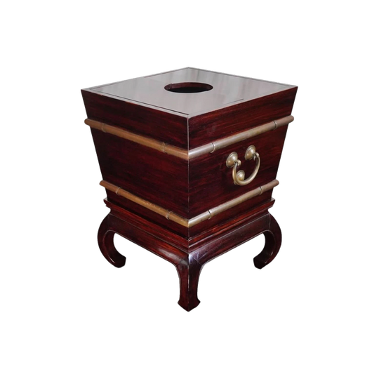 Chinese hardwood ice bucket on stand, early 20th century