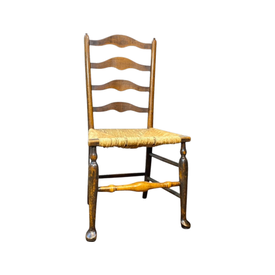 Country elm ladderback  chair, rush seat