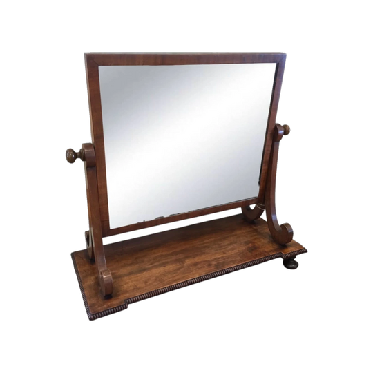 Georgian mahogany dressing mirror, knulled edging, c.1820