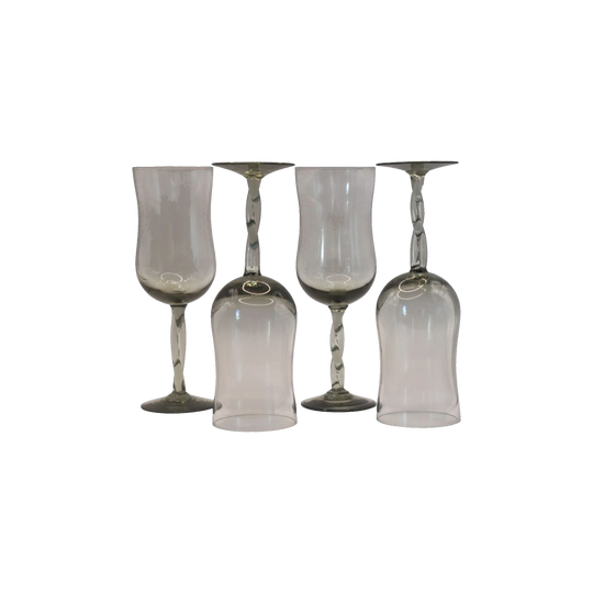 Smokey Grey Wine/Champagne Glasses with twisted stem. Set of 4