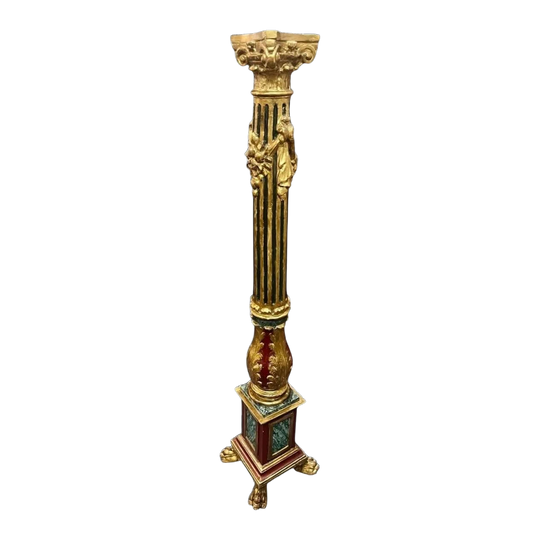 Antique French Gilt Wood Pedestal Column, Louis XV Style, 19th–Early 20th Century