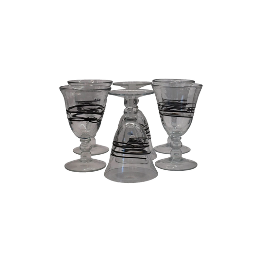 Wine Goblets with black swirl. Set of 6