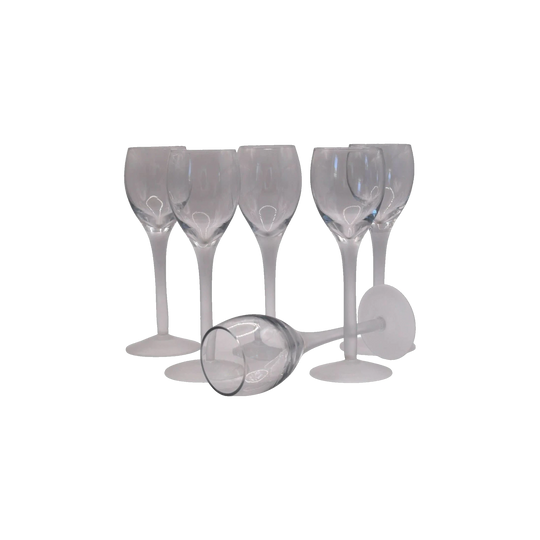 Frosted stemmed port/liqueur glasses. Set of 6