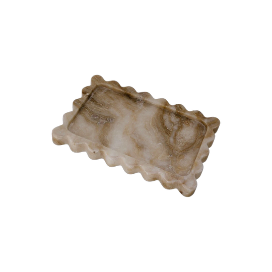 Unrivalled Scalloped Rectangular Onyx Tray