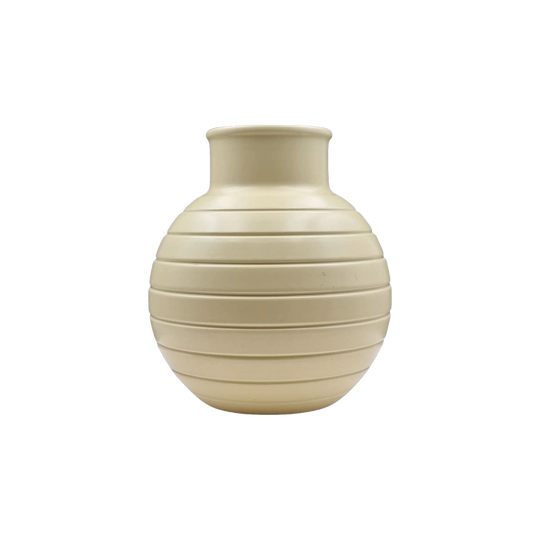 Wedgwood Bomb Vase by Keith Murray, Straw Colour, 6 in