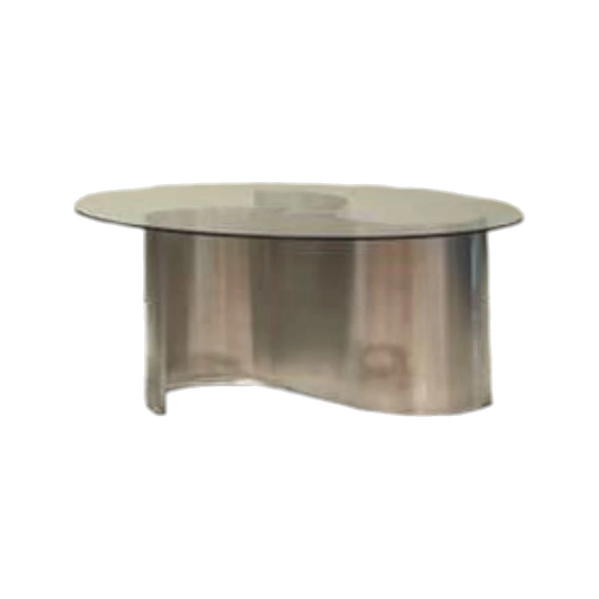 French steel and glass coffee table