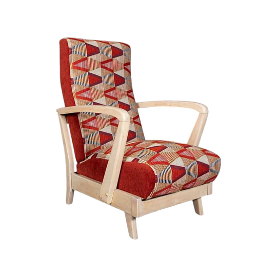 ‘Gilbert and George’ 1950s Mid-Century Recliner Pair – Refurbished, James Dunlop ‘Feast’ Fabric with Fibreguard