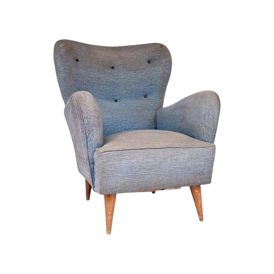 Large 1950s European Wingback Armchair – Restoration and Custom Upholstery Included