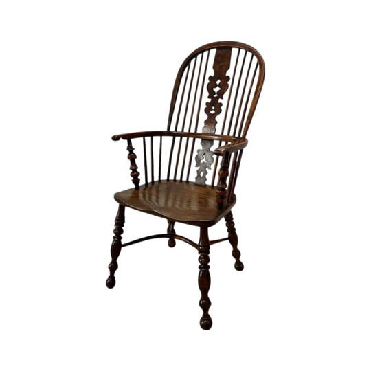 Harlequin Set of Six High-Back Yew and Elm Windsor Chairs, England, c.1800 (One Matched c.1900)
