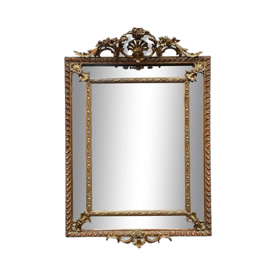 French Gilt Louis XV Style Cushion Mirror with Crowning Top, c.1850