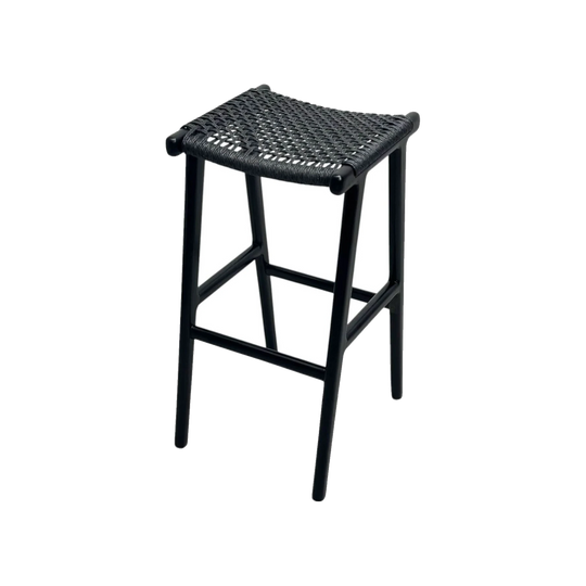 Indoor/Outdoor Bar Stool in swar (rain tree) wood and synthetic rattan