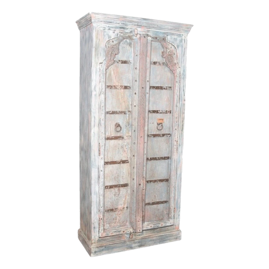 Almirah Cabinet with Arched Pediment Doors, Bookshelf-Fitted Storage