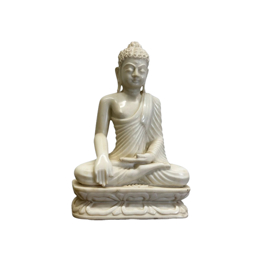 White Marble Meditating Buddha Sculpture – Medium or Large