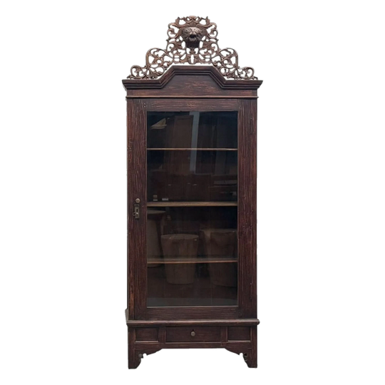 Glass Cabinet with Lion Head Frieze