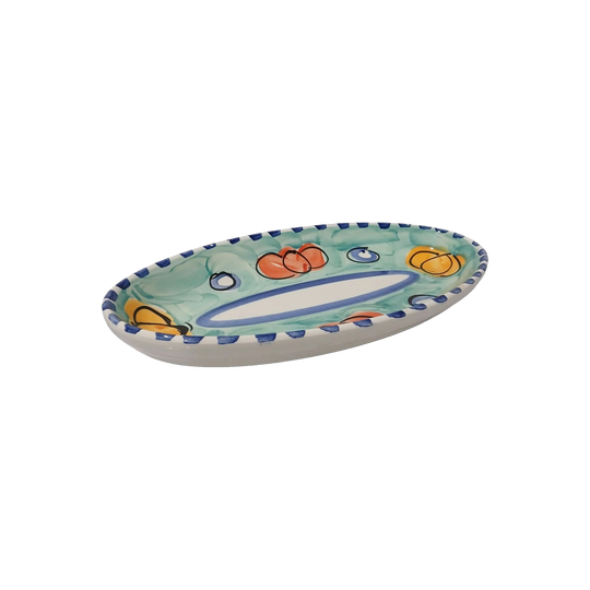 Authentic Italian Serving Dish, Hand-Painted Ceramic Oval Platter, Italy
