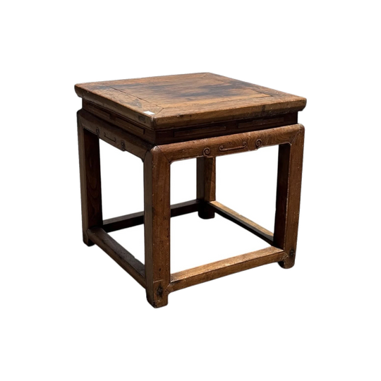 Chinese elm low square table, Qing Dynasty, 19th century