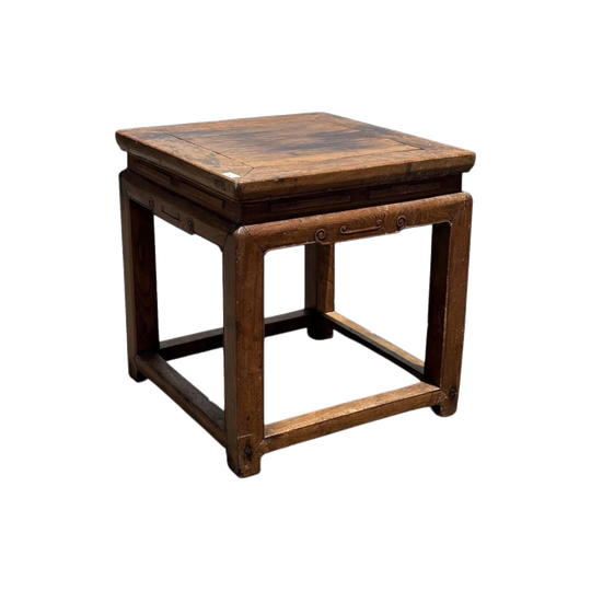 Chinese elm low square table, Qing Dynasty, 19th century